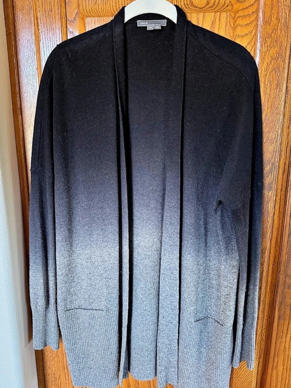 Vince. Ombre Open-Front Cardigan. Gray & Black Medium